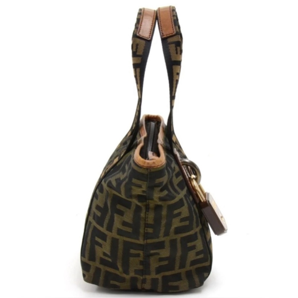 FENDI FF ZUCCA NYLON & LEATHER MINI PADLOCK TOTE BAG - Picture 2 of 9